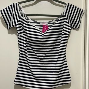 Agaci black and white stripes blouse. Size Medium.